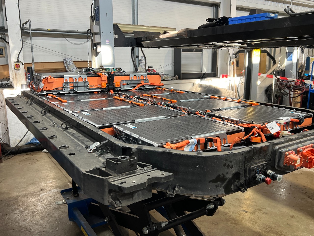 ford mach-e battery in workshop