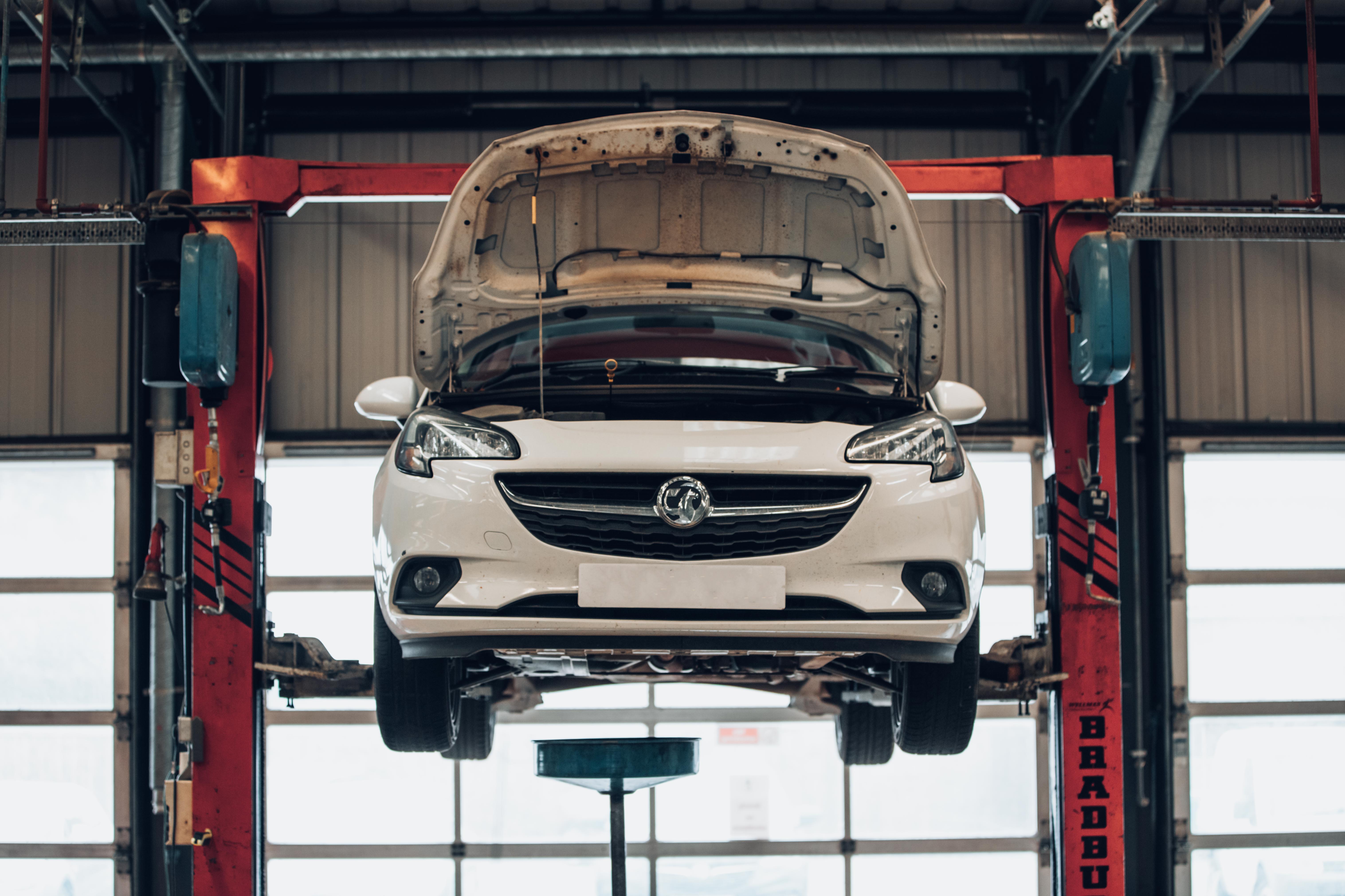 vauxhall on ramp for servicing